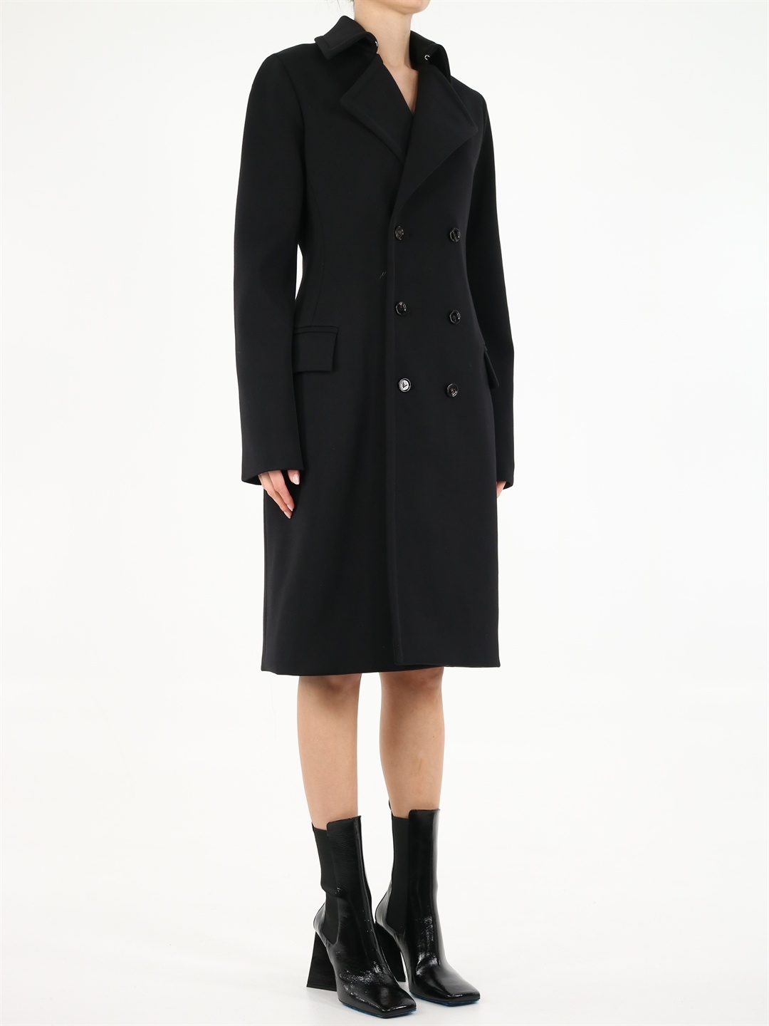 Bottega Veneta Women's Double-breasted Calvary Wool Coat In Black