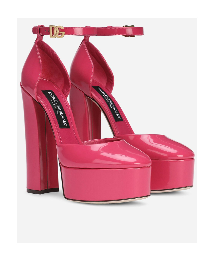 Dolce & Gabbana Capri 145 Platform Pumps In Polished Leather In Red