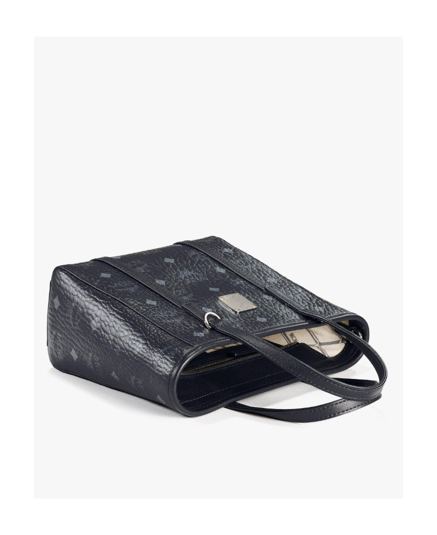 Mcm Small Logo-print Tote Bag In Black