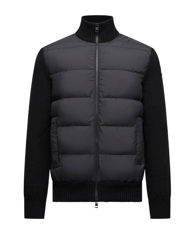 Moncler Matte Padded Cardigan In Black
