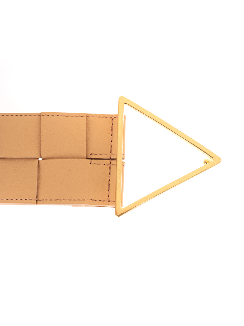 Shop Bottega Veneta Maxi Intreccio Triangle-buckle Belt In Brown
