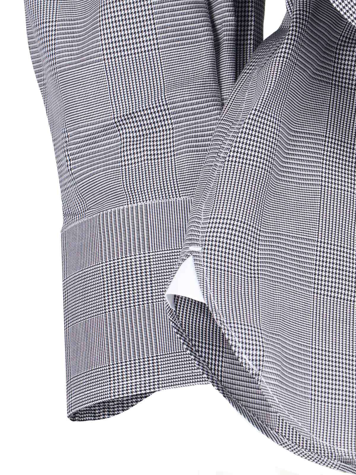 Tom Ford Long Sleeve Checkered Shirt With Buttoned Cuffs In Gray