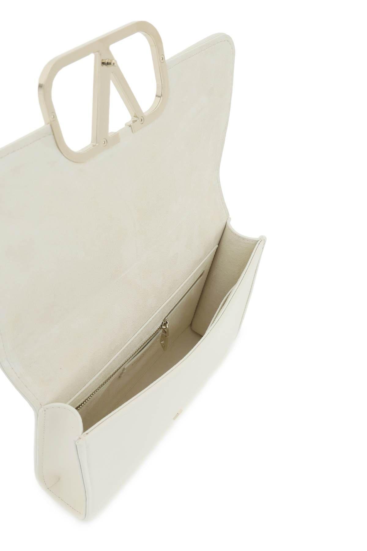 Valentino Garavani Rockstud Leather Shoulder Bag In White