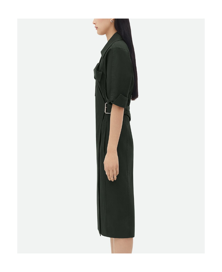 Shop Bottega Veneta Cotton Wrap Dress In Black