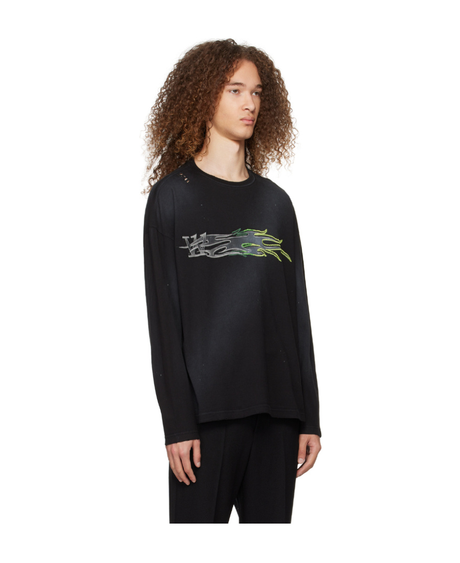 We11 Done Motif-embroidered Cotton Sweatshirt In Black