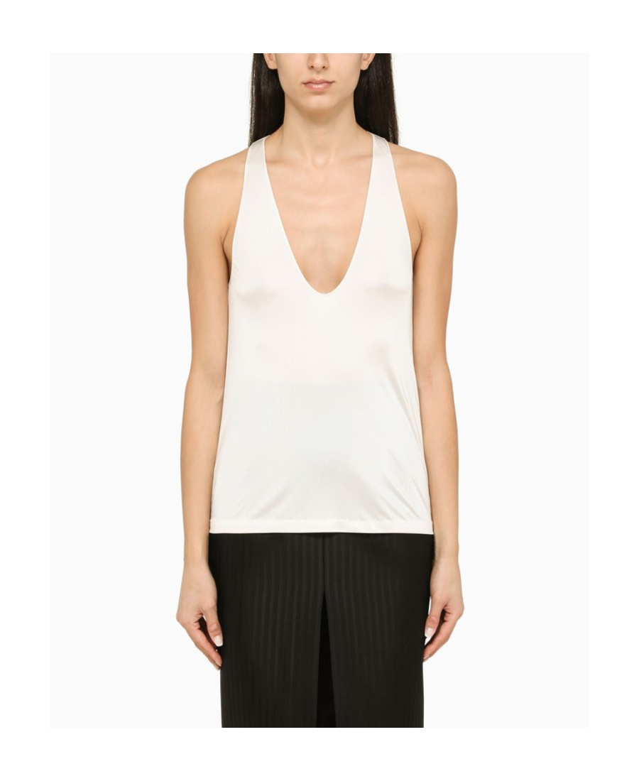 Saint Laurent Silk Crepe Satin Top In White