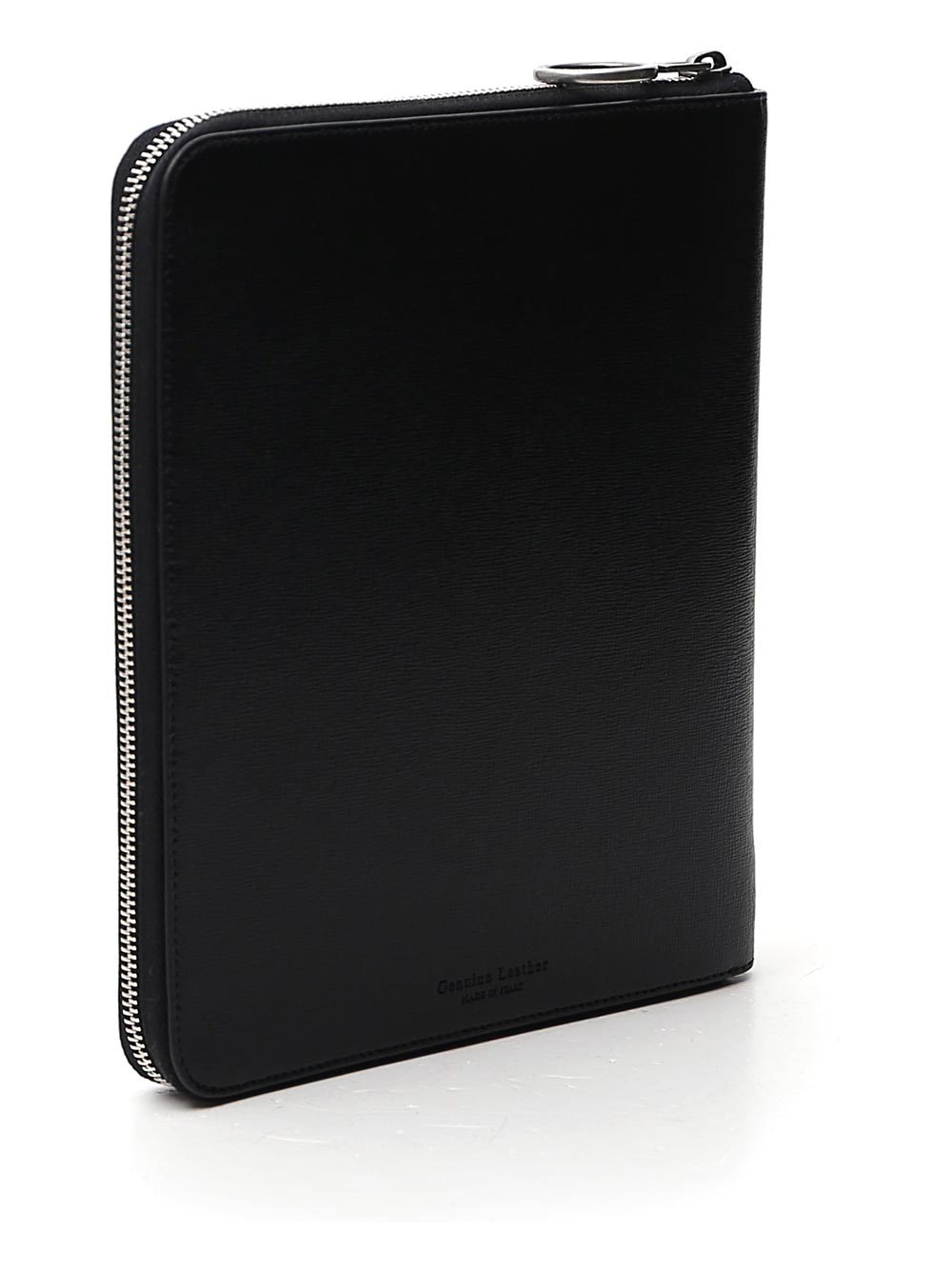Off-white Striped Leather Clutch Bag In Black