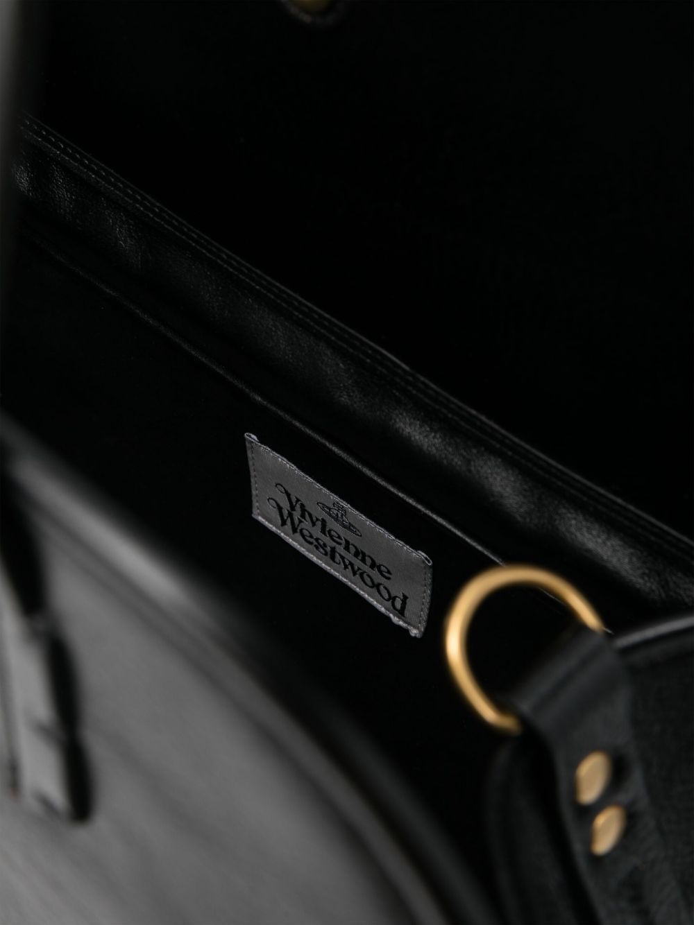 Vivienne Westwood Buckle Leather Shoulder Bag With Curved Silhouette In Black