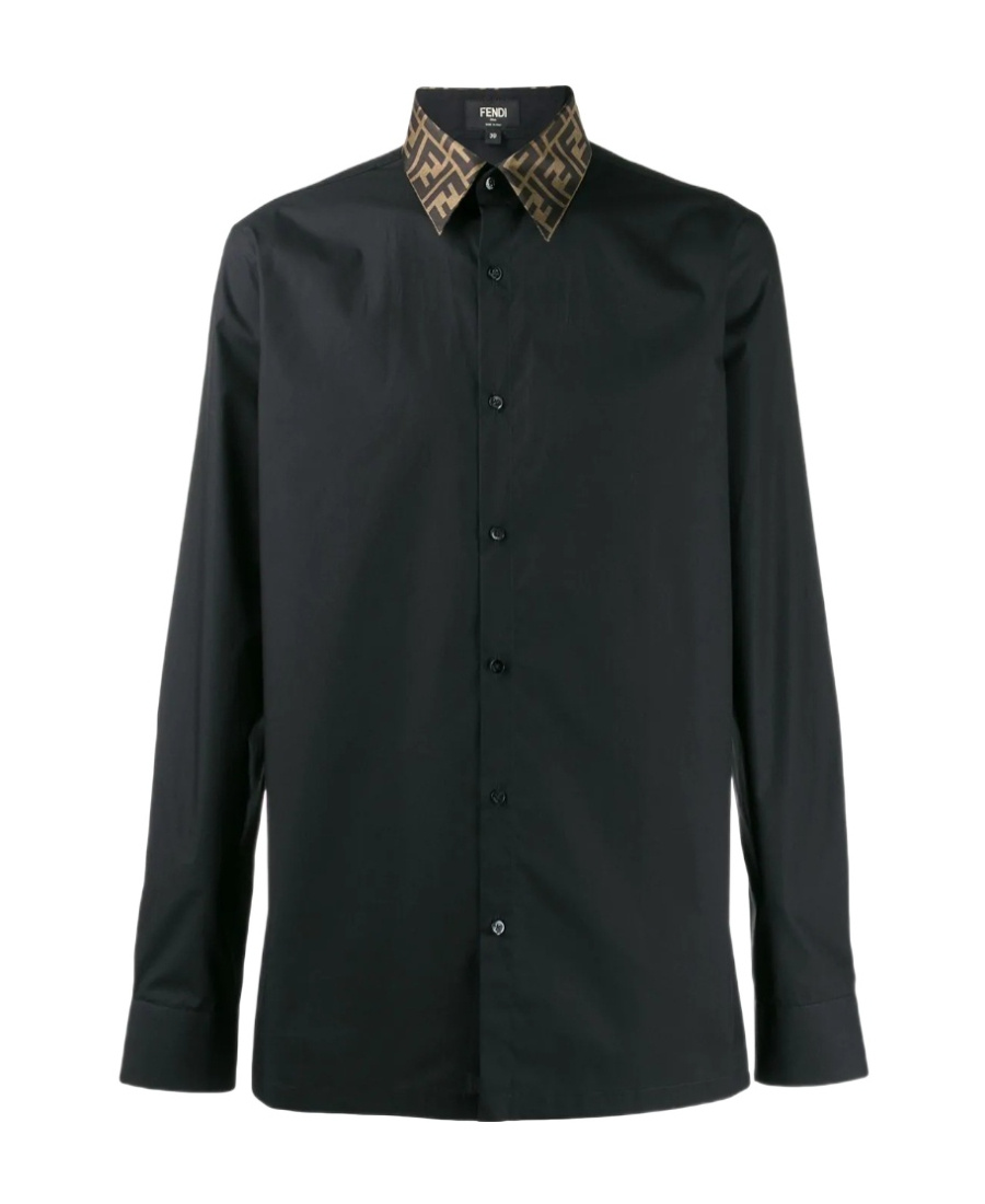 Fendi Monogram Trim Shirt In Black