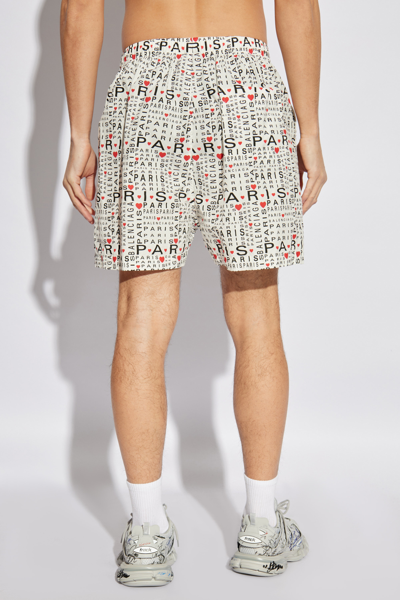 Balenciaga Paris-print Shorts In White