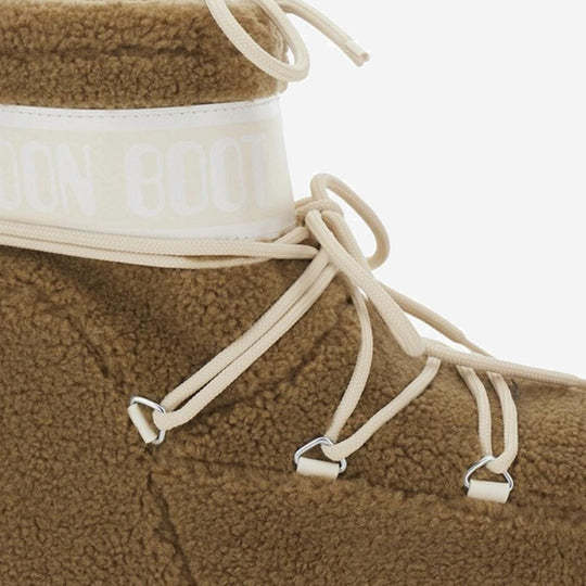 Moon Boot Camel Eco Fur Icon Low Ankle Boots In Green