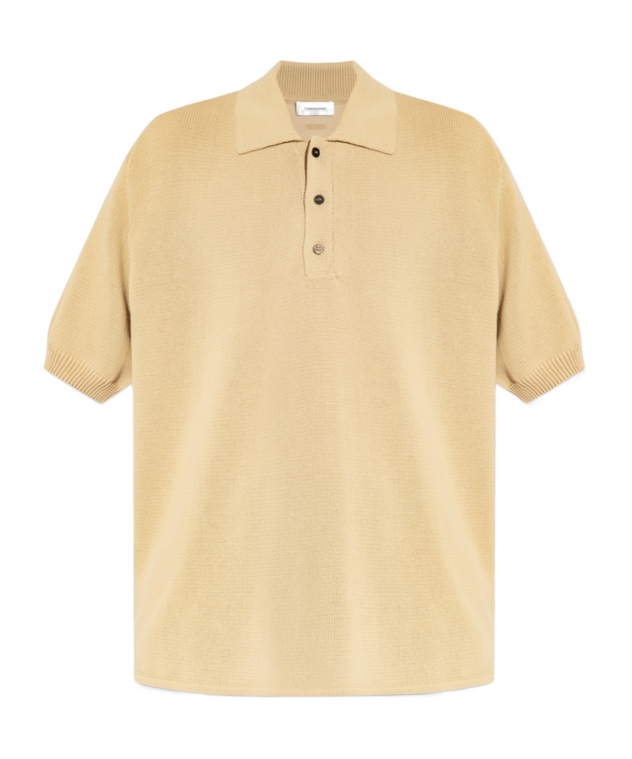 Ferragamo Salvatore  Short Sleeved Knitted Polo Shirt In Nude