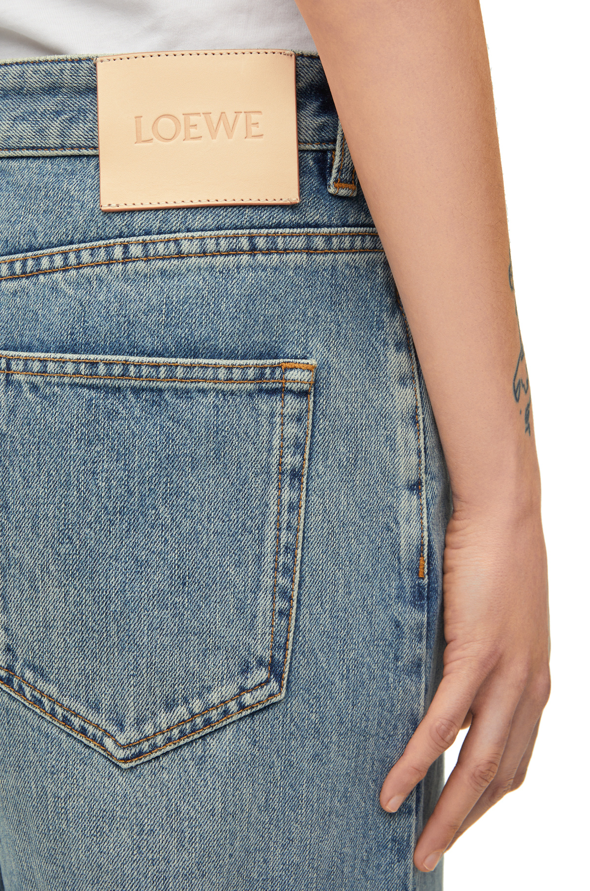 Loewe High Waist Denim Trousers In Gray