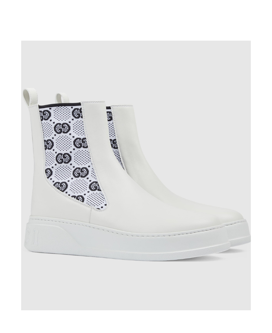 Gucci Gg Supreme Ankle Boots In White