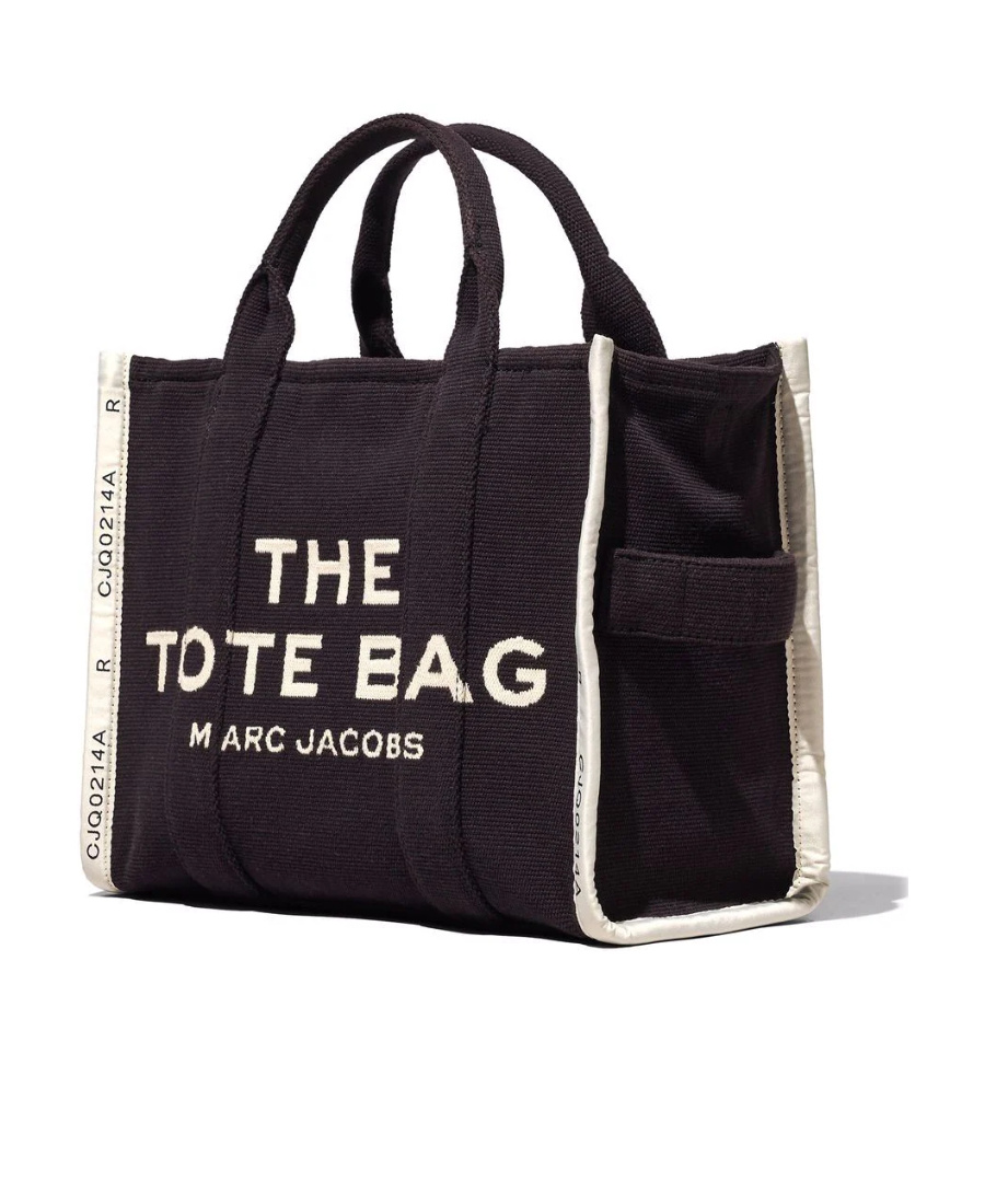 Marc Jacobs 'the Medium Tote' Black Tote Bag With Contrasting Logo Embroidery In Black