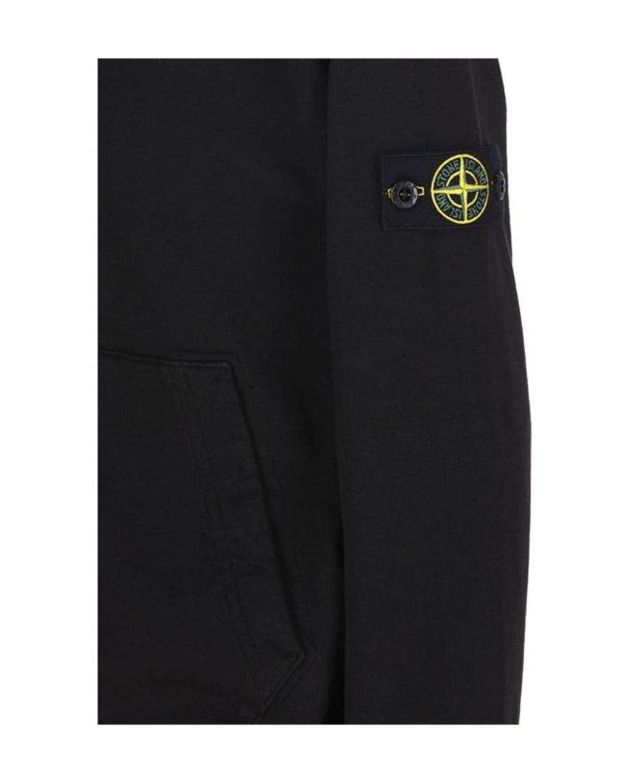 Stone Island Compass-patch Zip-up Sweatshirt In Black