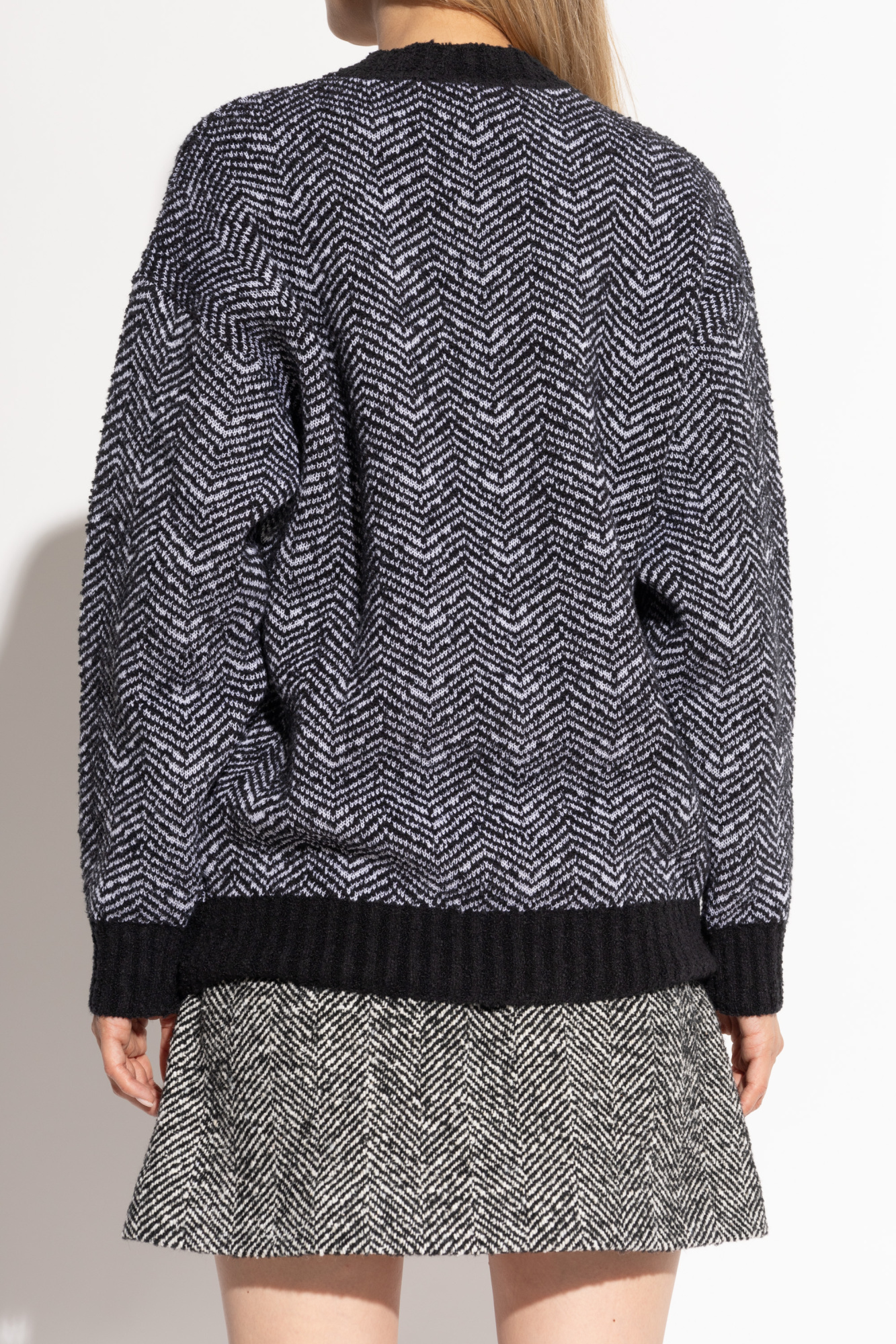 Moschino Herringbone Crewneck Sweater In Black
