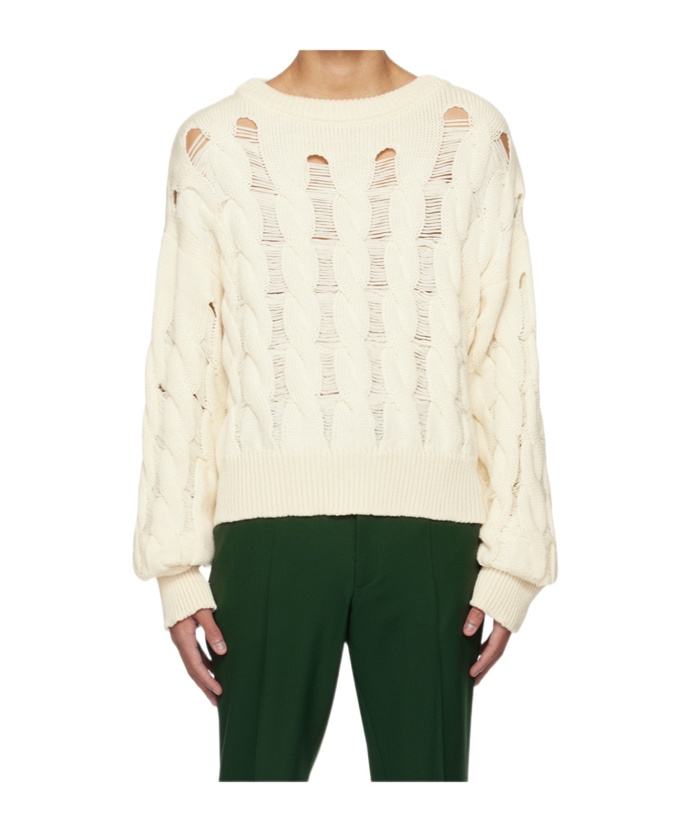 Egonlab Twisted Knitted Sweater In White