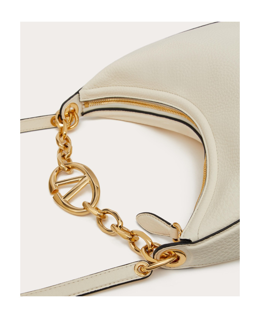 Valentino Neutral Vlogo Moon Small Shoulder Bag In White