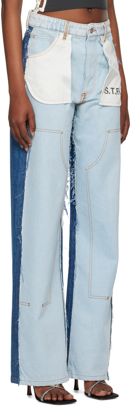 Heron Preston Blue Washed Insideout Carpenter Jeans In Blue