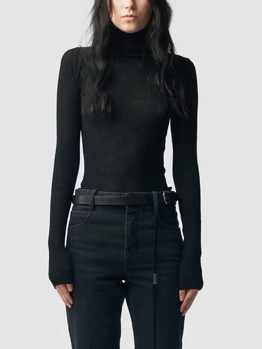 Ann Demeulemeester Tess High Neck Knit Sweater In Black