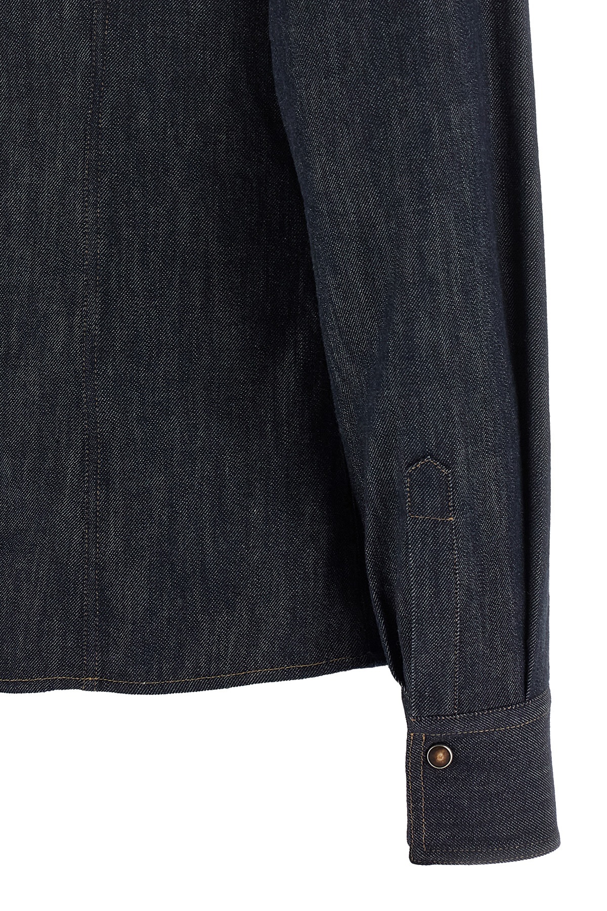 Brunello Cucinelli Bow Pocket Long Sleeve Shirt In Blue
