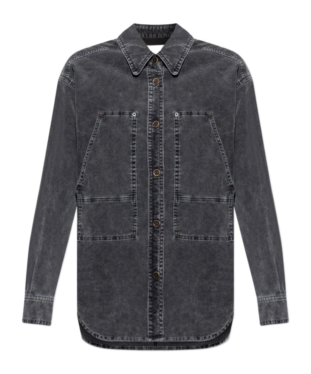 Isabel Marant Étoile Patch-pocket Corduroy Shirt In Gray