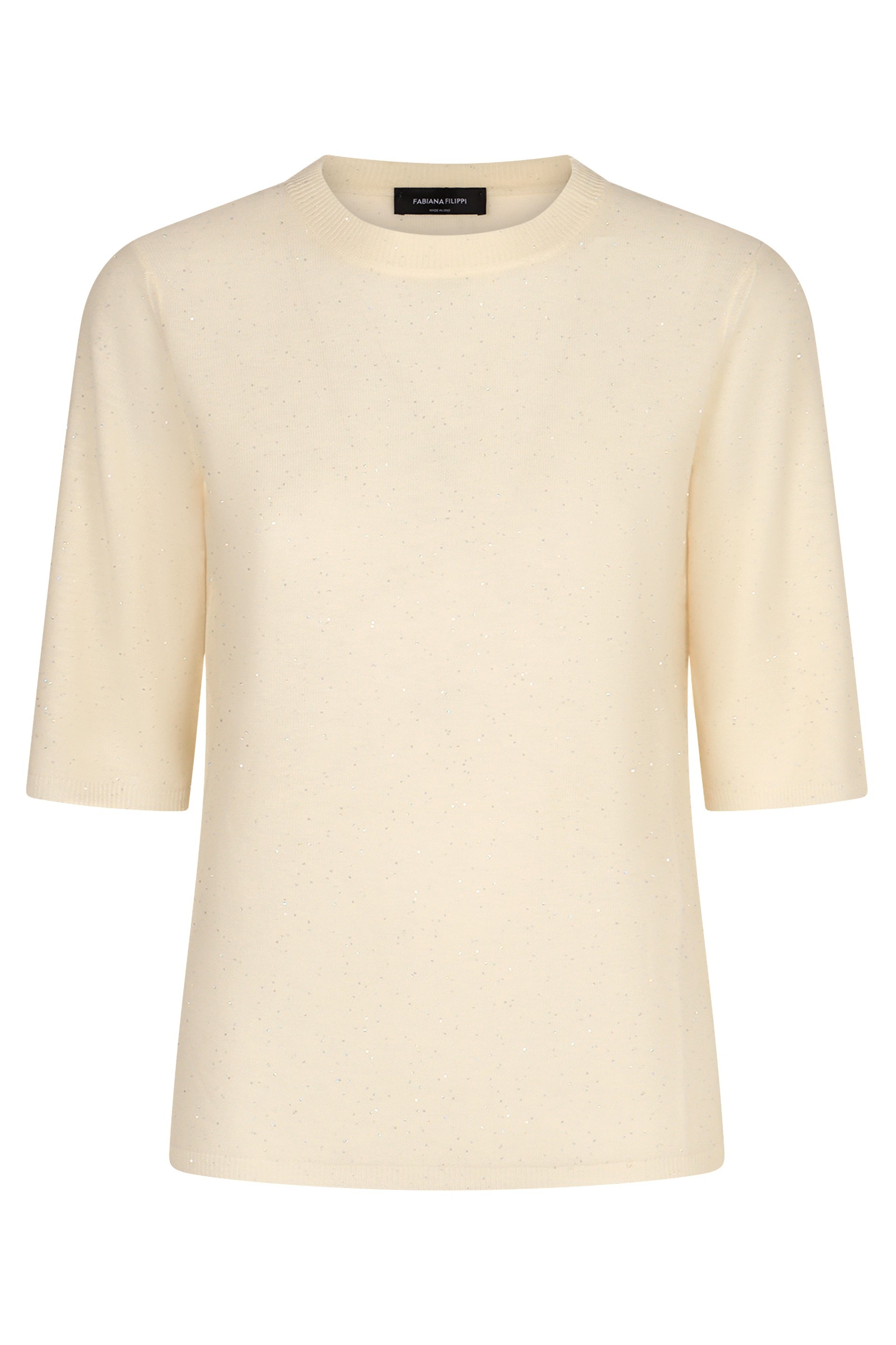 Fabiana Filippi Lightweight Short Sleeve Sweater Ivory In Animal Print