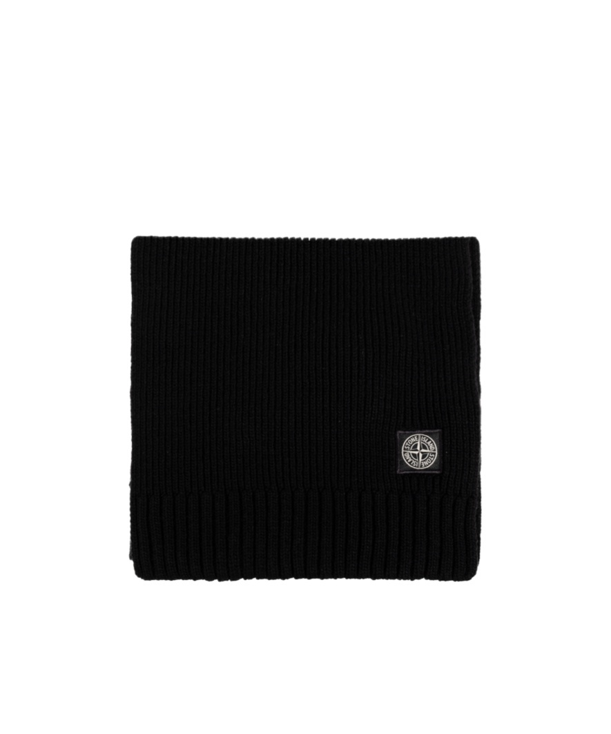 Stone Island Compass-patch Scarf In Black