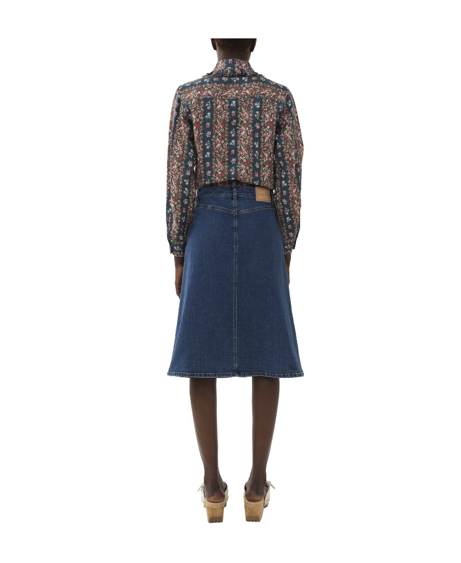 See By Chloé A-line Denim Midi Skirt In Blue