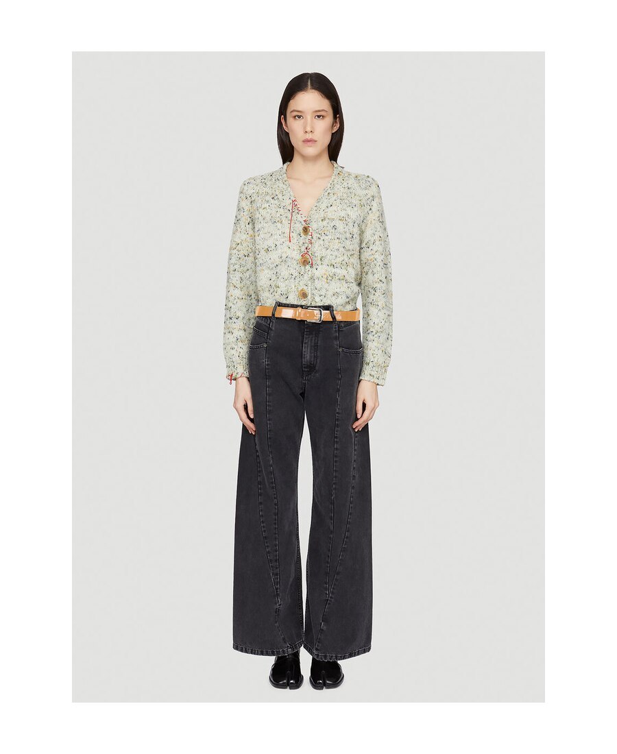 Maison Margiela Black Jeans With Wide Leg And Four-stitch Moniker Logo In Denim Woman In Black