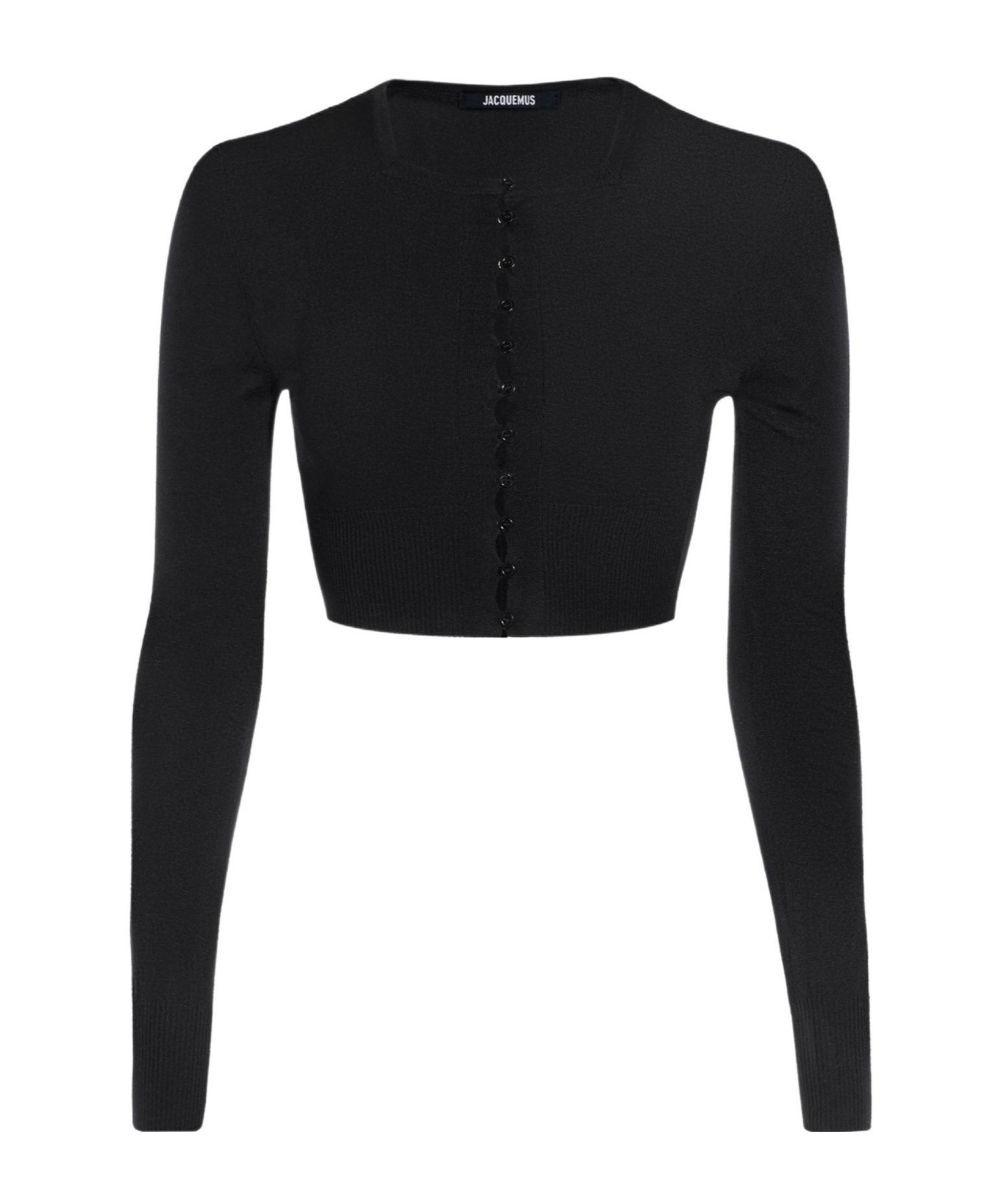 Jacquemus Woman Cardigan Black Size 6 Virgin Wool, Polyamide In Black