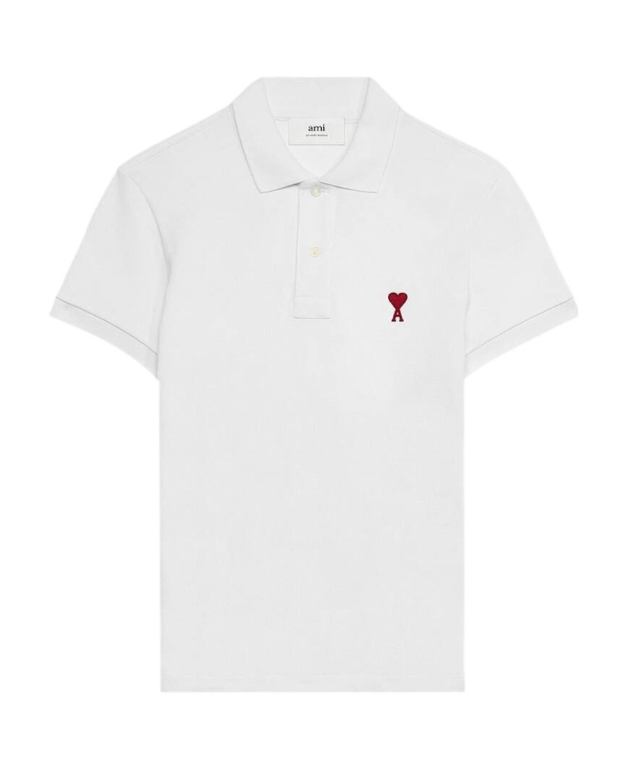 Ami Alexandre Mattiussi Organic Cotton Ami De Coeur Polo Shirt In White