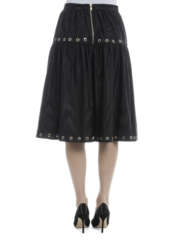 Kenzo Eyelets Pleated Skirt In Black