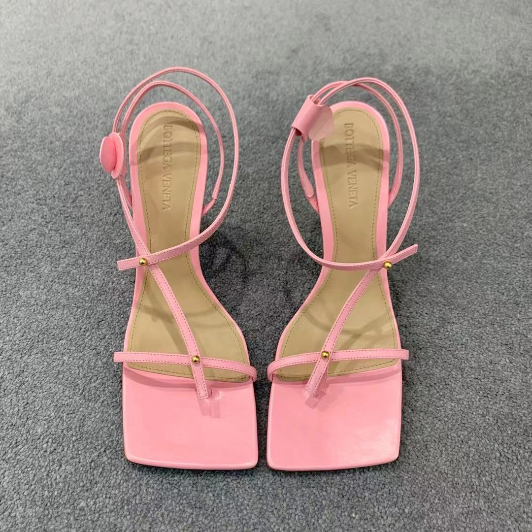 Bottega Veneta Stretch Square-headed Sandals In Pink
