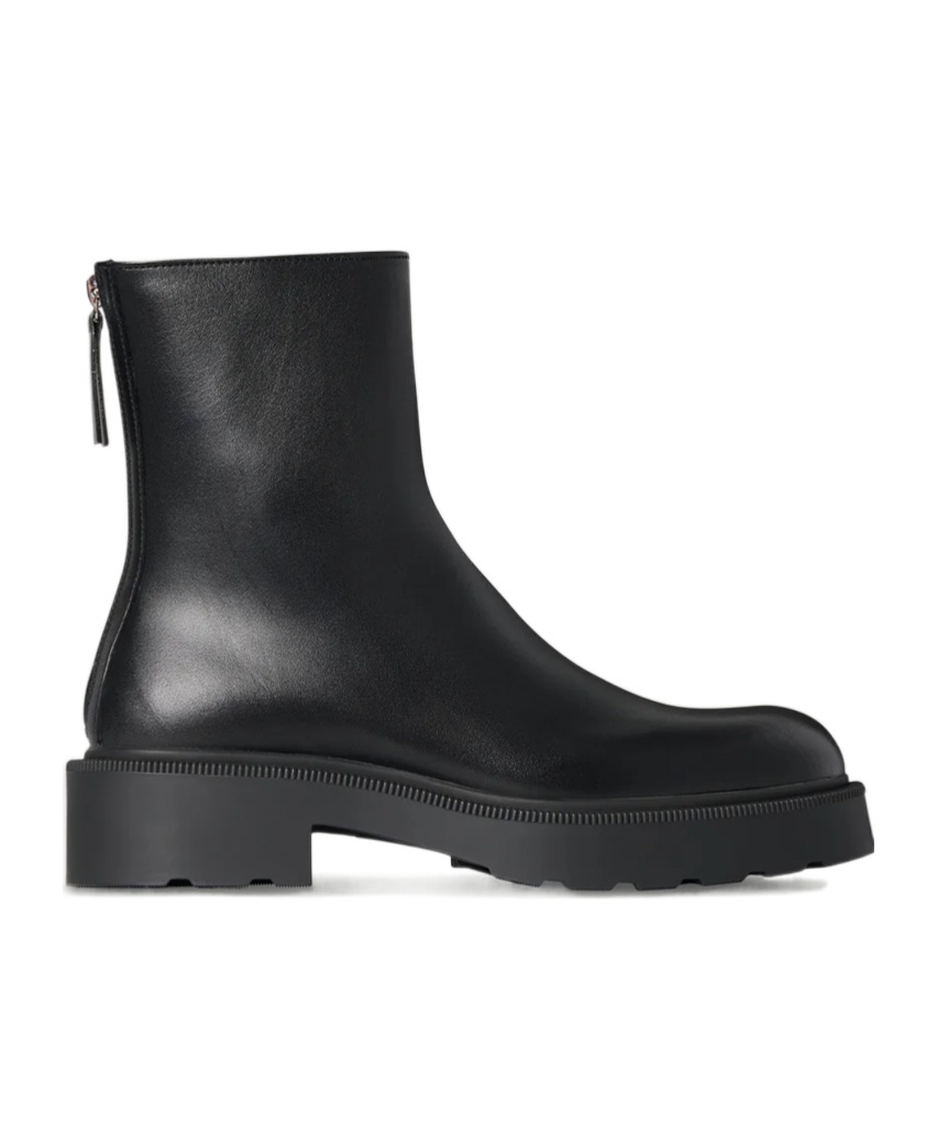 The Row Nobilis Leather Ankle Boots In Black