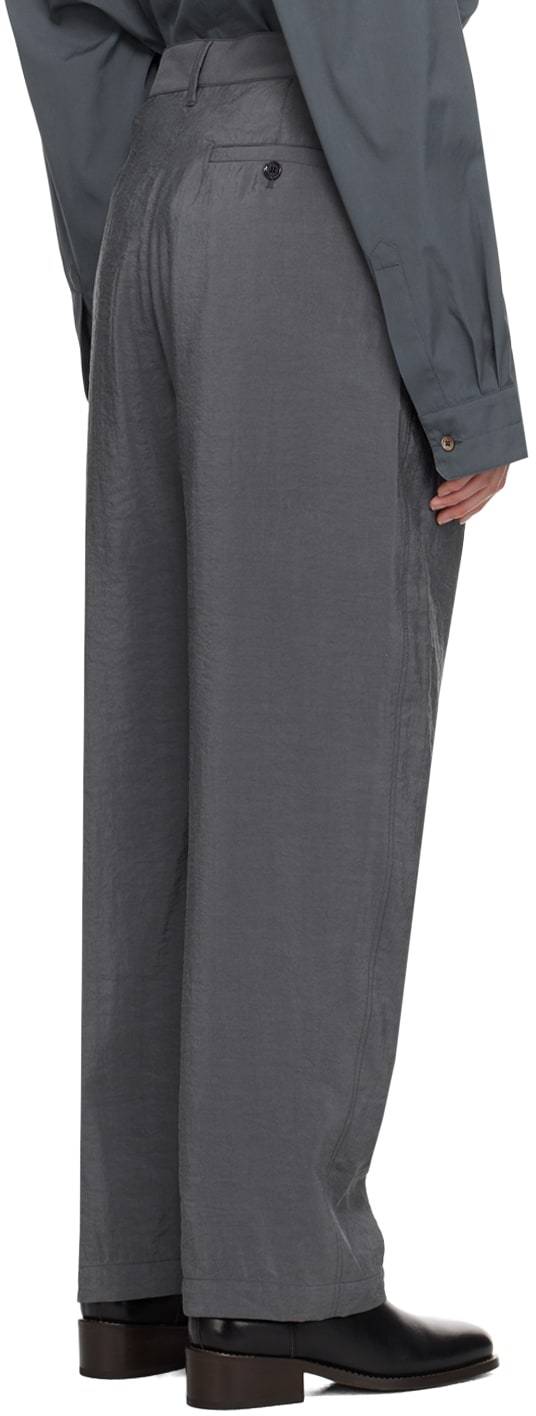 Lemaire Gray Soft Pleated Trousers In Black