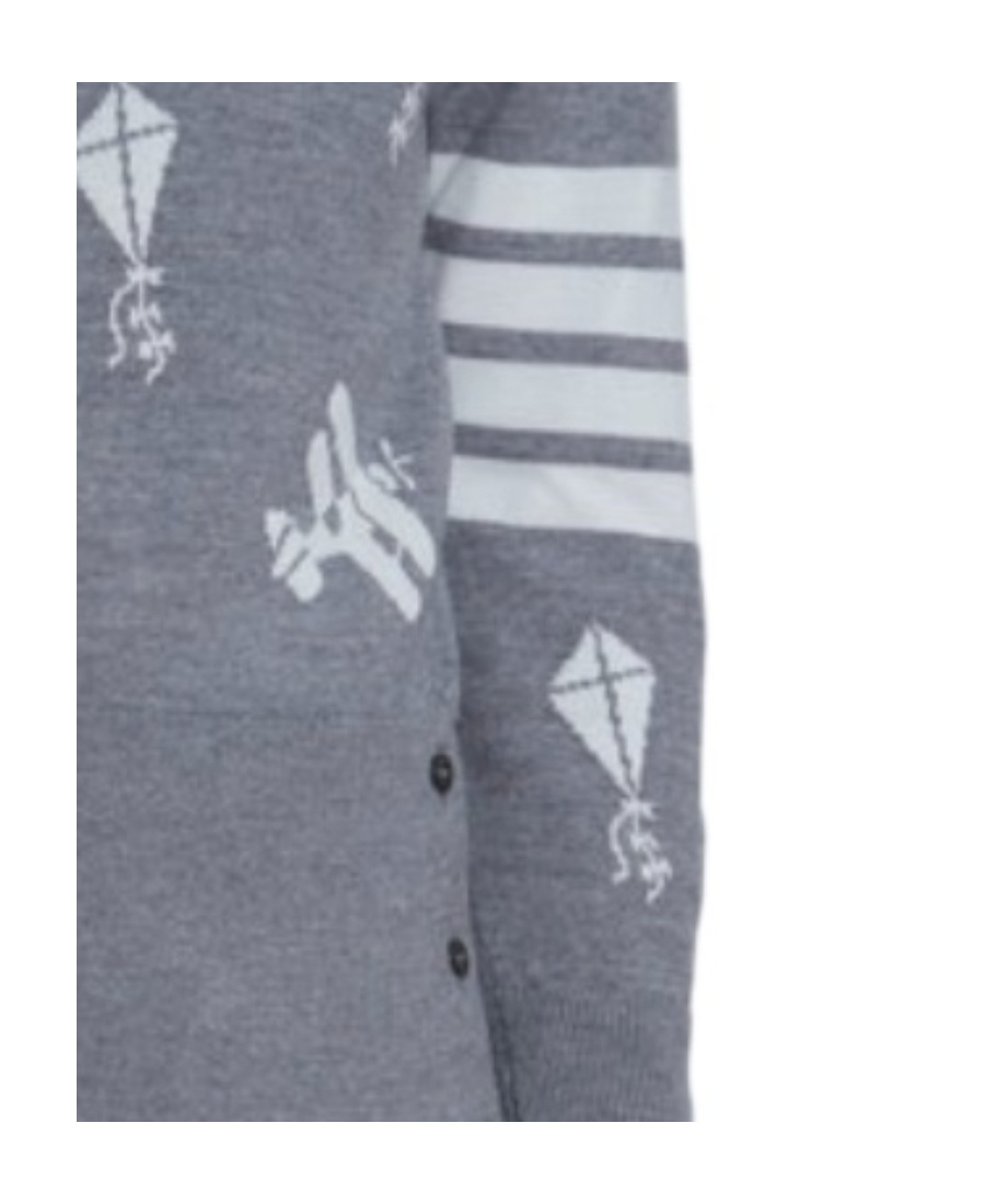 Thom Browne Intarsia-pattern Cardigan In Gray