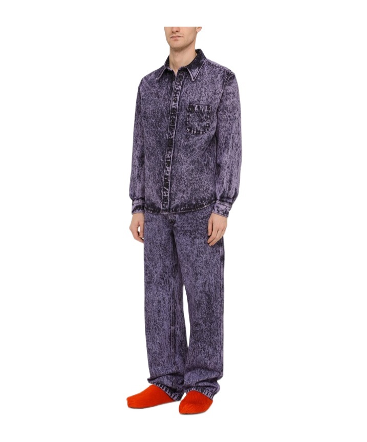 Shop Marni Long-sleeved Denim Shirt In Black
