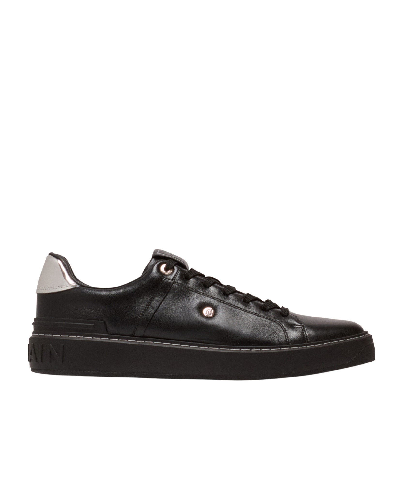 Balmain Low-top Round Toe Sneakers With Rubber Sole In Black