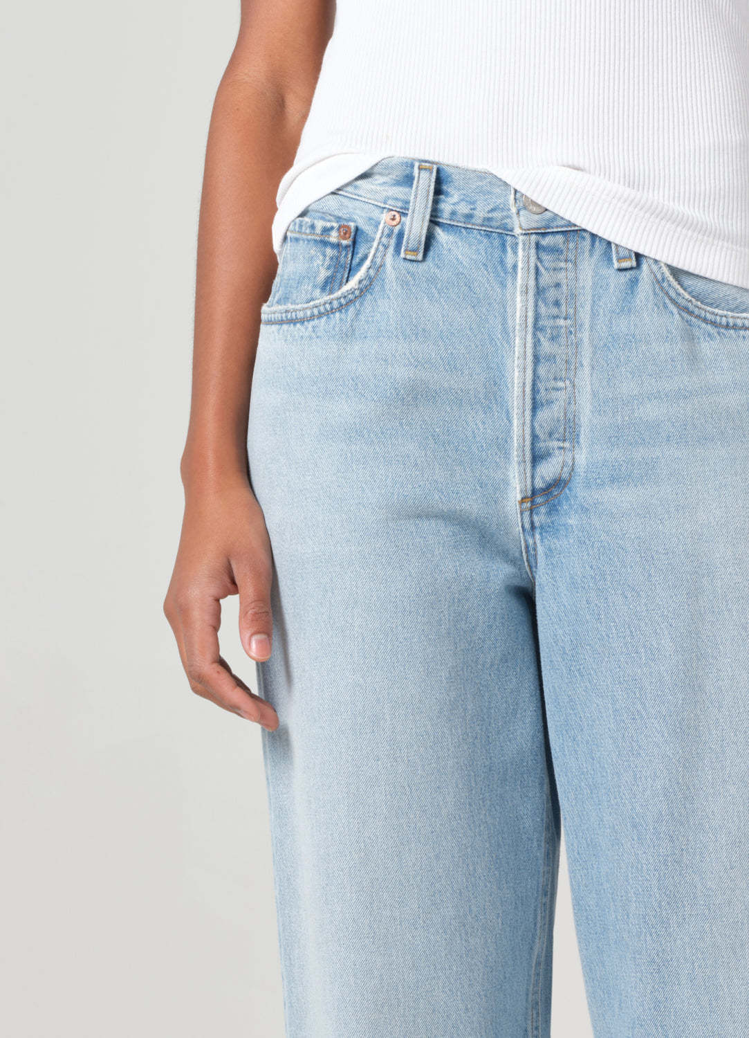 Agolde Light Blue Straight Boyfriend Jeans In Denim