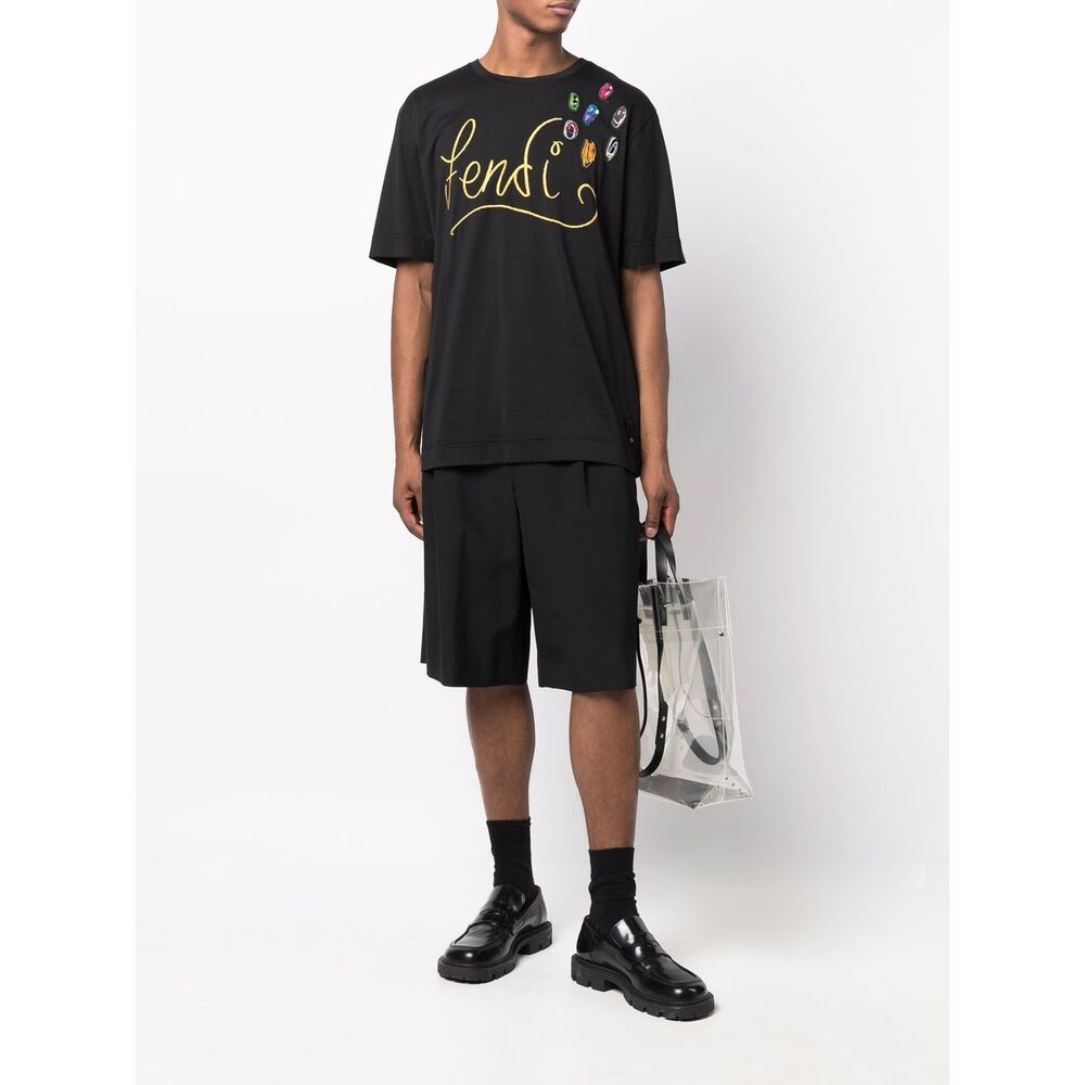 Fendi X Noel Fielding Logo-embroidered T-shirt In Black