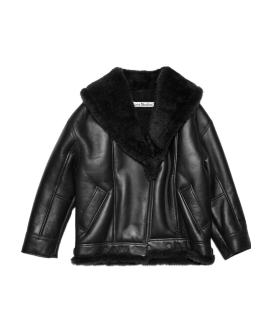 Acne Studios Shawl-collar Leather Biker Jacket In Black