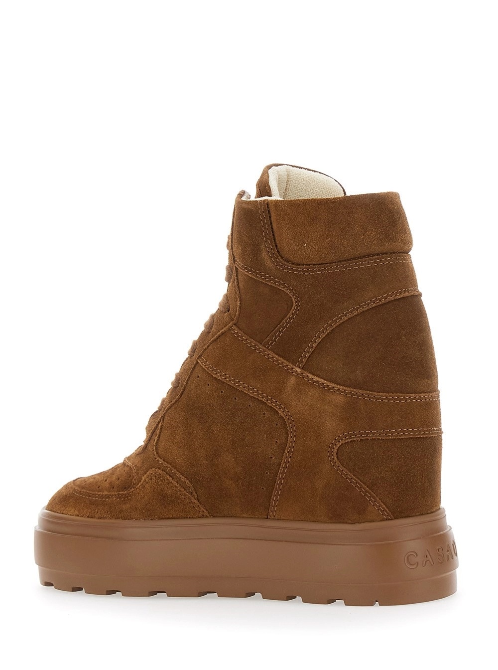 Casadei 80mm Lace-up Wedge-heel Sneakers In Brown