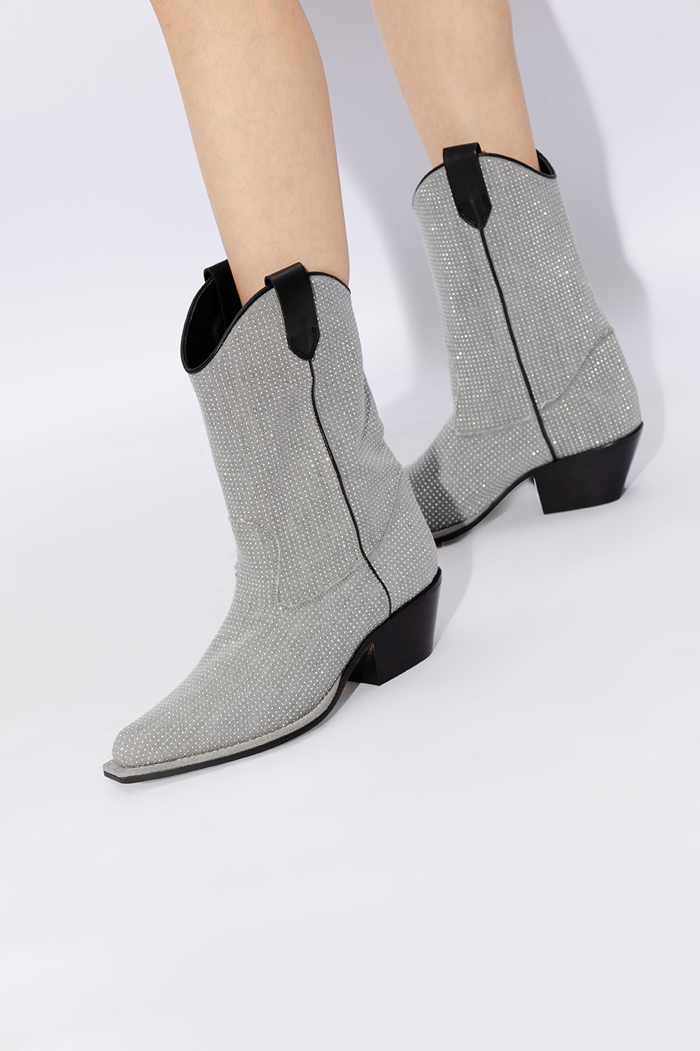 Shop Vic Matie Stud-embellished Ankle Boots In Gray