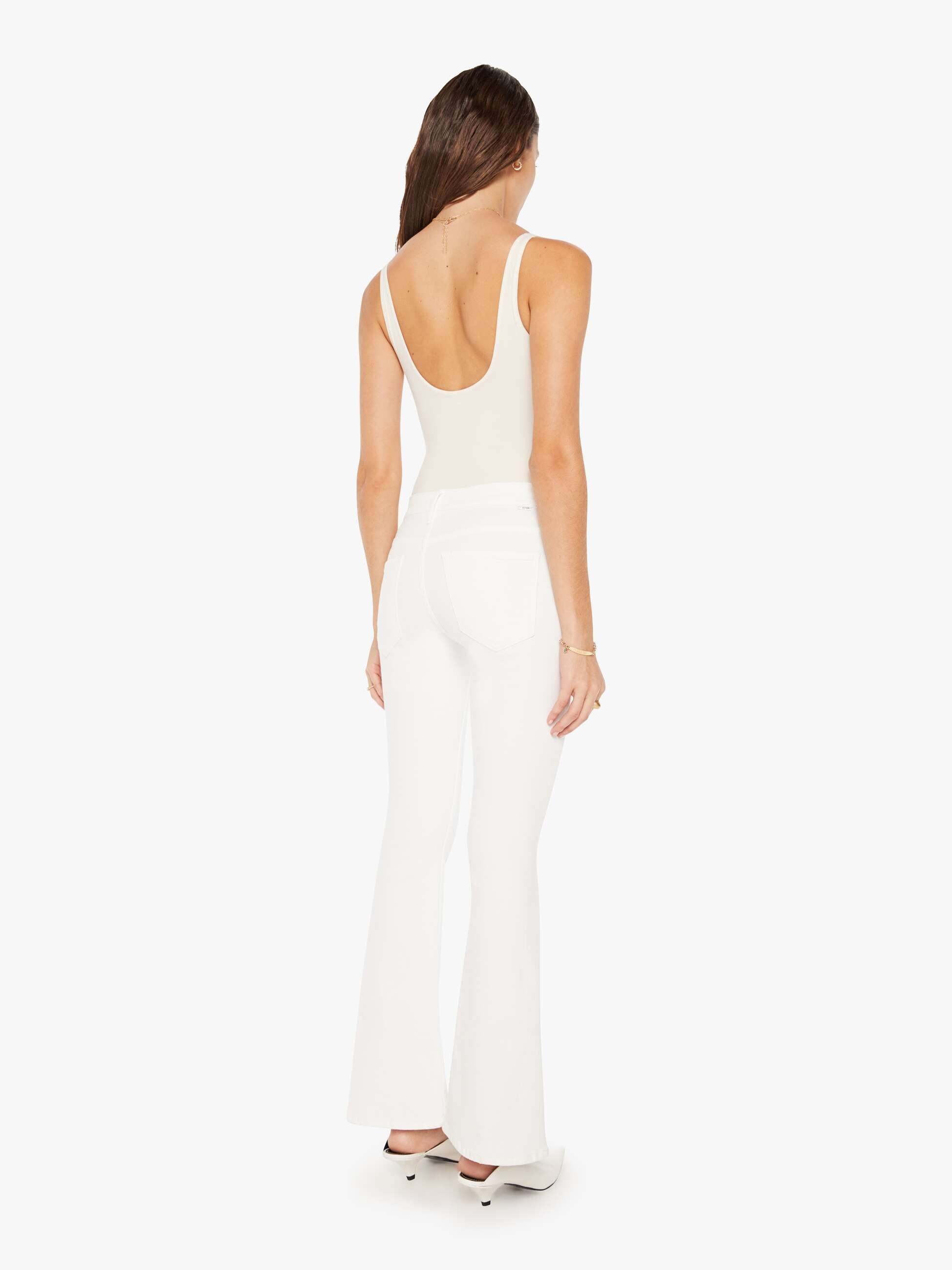 Mother Mid-rise Flared Jeans In White