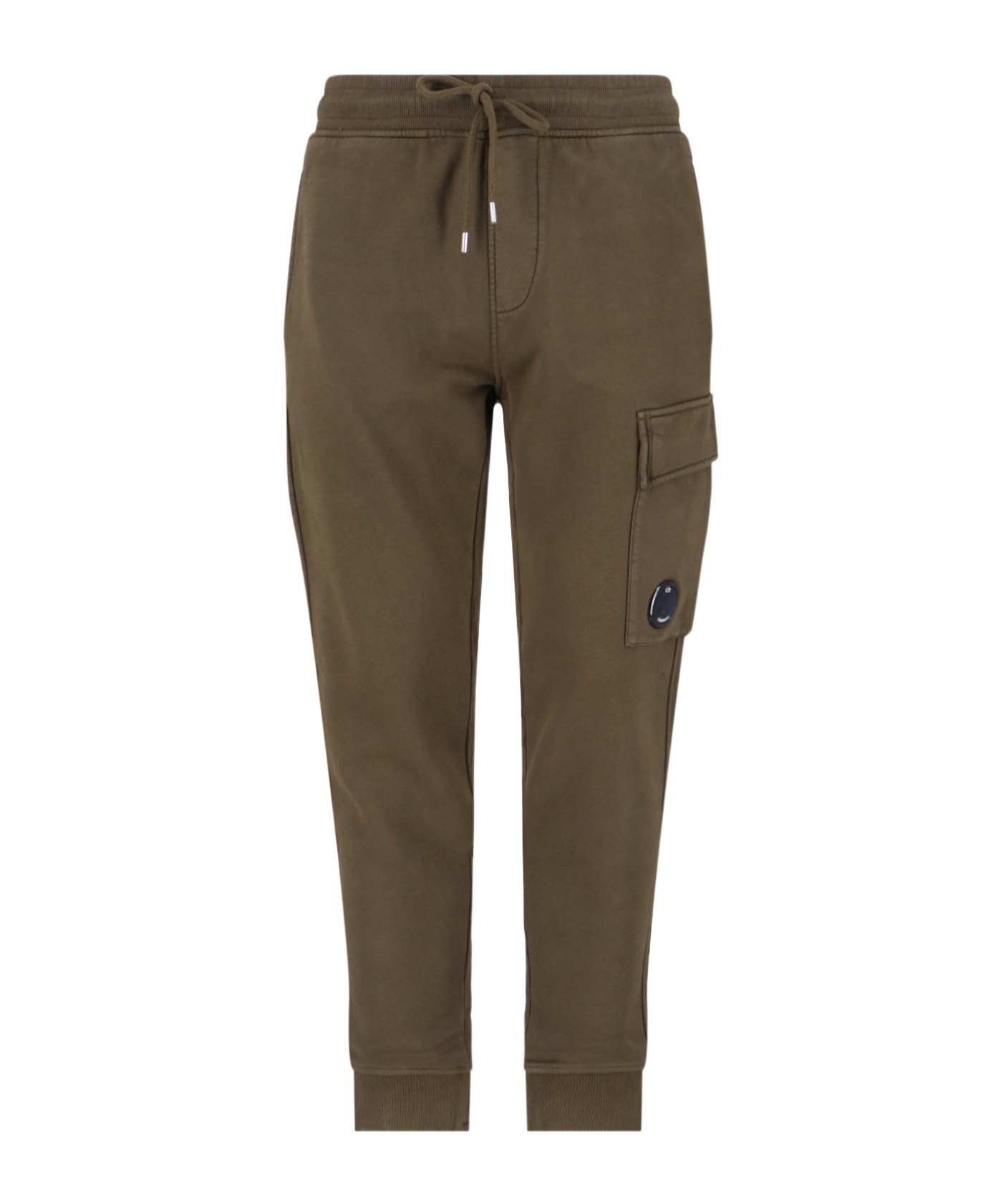 C.p. Company Cargo Pocket Drawstring Waist Ribbed Cuffs Trousers In Brown