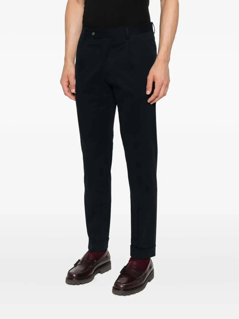 Barba Napoli Pleated Casual Pants In Black