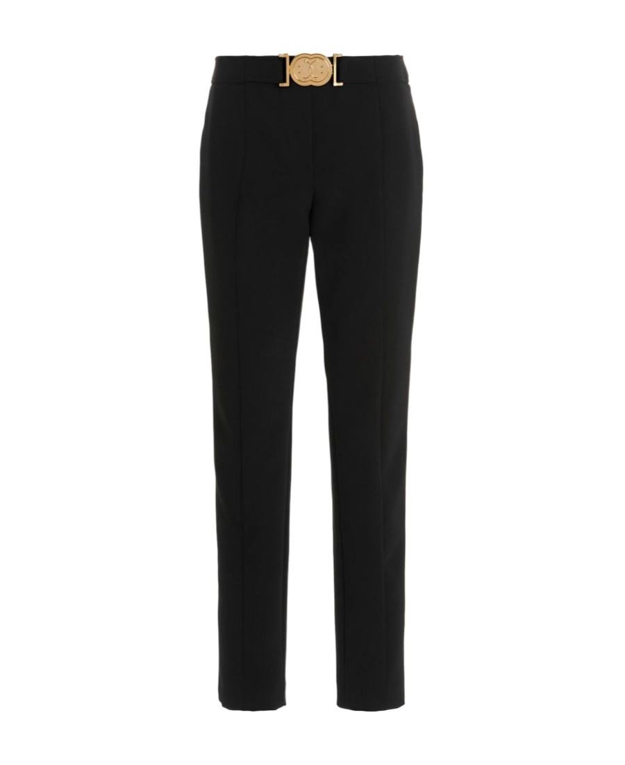 Moschino Pants With Smiley' Buckle At The Waist In Black