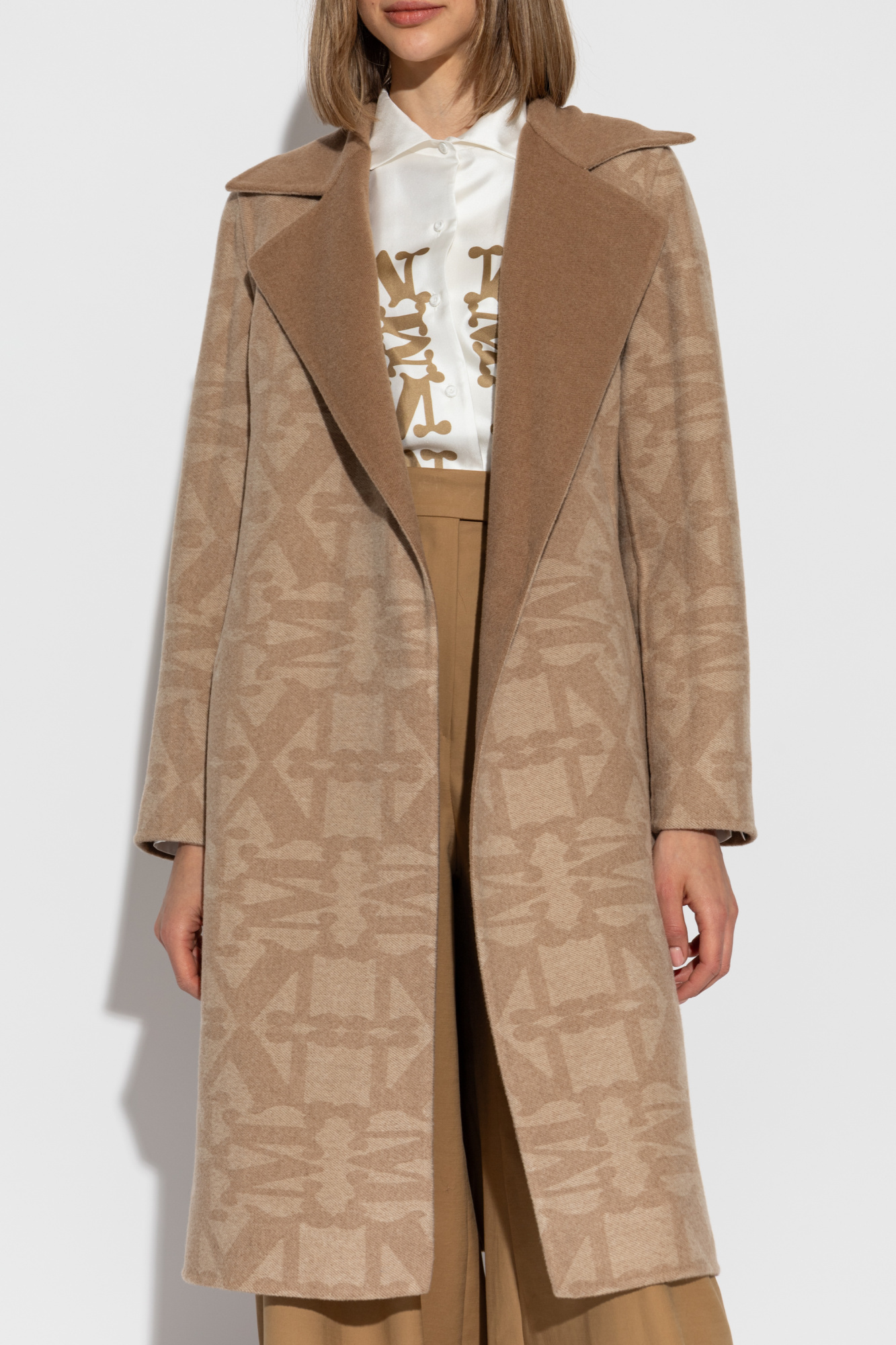 Max Mara Long-sleeved Double-sided Coat In Brown